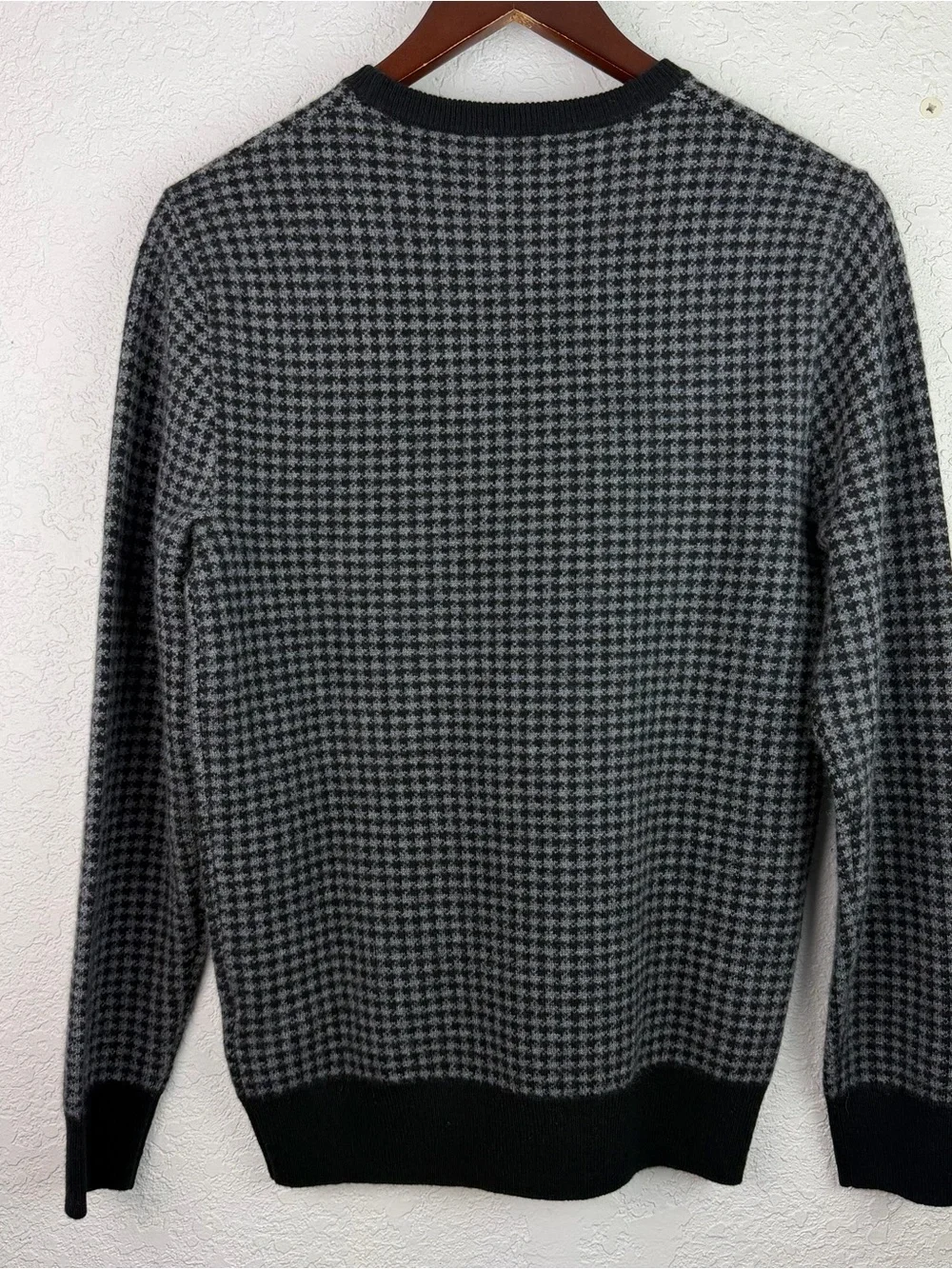 J. Crew | Gray Black Houndstooth Cashmere Crewneck Sweater